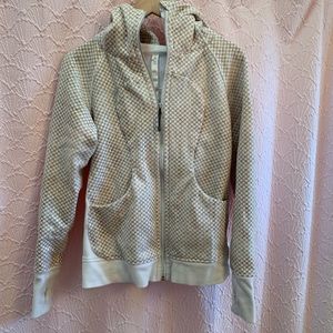 BACK Lululemon Cream Geometric Scuba Hoodie Sz 8